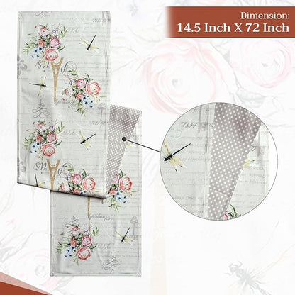 Maison d' Hermine Table Runner 100% Cotton Double Layer Table Runners 72 inches Long Decorative for Home Kitchen Dining Party Wedding Bridal Shower Spring Summer (Champ De Mars, 14.50" x 72")