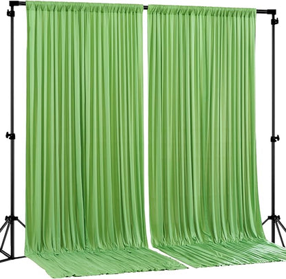 Sage Green Backdrop Curtain 2 Panels-Wrinkle-Free Champagne Curtains Polyester Photography Drapes for Baby Shower Birthday Party Photo Background Backdrop Stand- 8 X10FT (Sage Green)