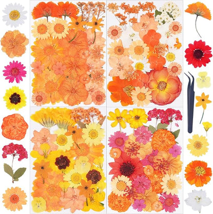 110Pcs Fall Dried Pressed Flowers for Crafts,Xinxinran Dry Flower Kit for Resin Molds,Epoxy Resin Accessories,Bookmark,Nails, Jewelry Molds,Candle Making Supplies,Soap,Frame