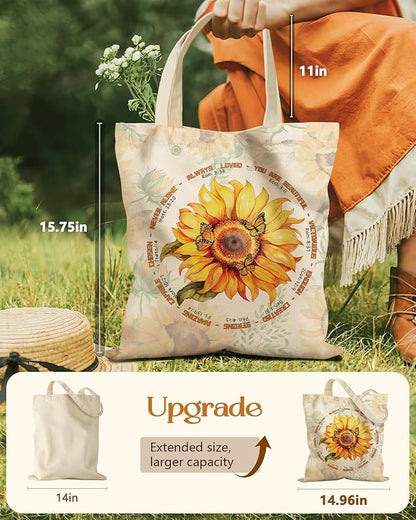 Aesthetic Tote Bag for Women- with Magnetic Buckle and Zipper Inner Pocket Cloth Cotton Canvas Tote Bags