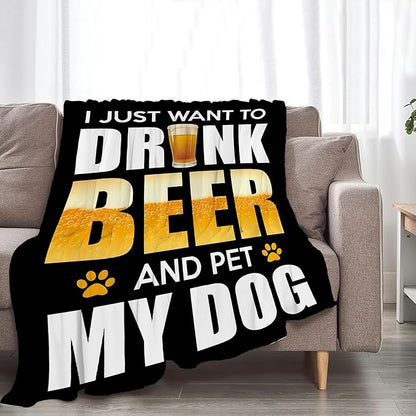 Funny Beer Throw Blanket - Drink Beer Gifts & Decor for Men, Women, Adults - Soft, Warm, Cozy Fleece Blanket for Couch, Sofa, Bed - 60"x50"