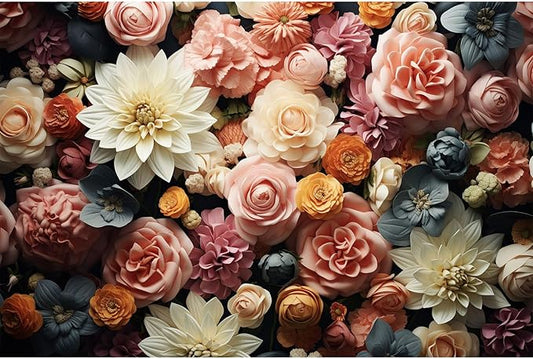 7x5ft Floral Backdrop Full Glory Vibrant Blossoms Various Flowers Photography Background Idyllic Romantic Floral Theme Party Anniversary Wallpaper Adult Artistic Portrait Photo Studio Props