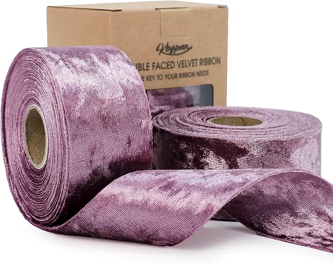 Velvet Ribbon Purple 1-1/2 inch Wide Double-Sided Glossy Fabric Ribbons for Christmas Tree Decor Gift Wrapping Flower Bouquet DIY Crafts 10Yd