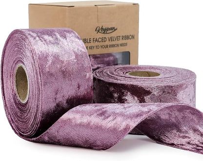 Velvet Ribbon Purple 1-1/2 inch Wide Double-Sided Glossy Fabric Ribbons for Christmas Tree Decor Gift Wrapping Flower Bouquet DIY Crafts 10Yd