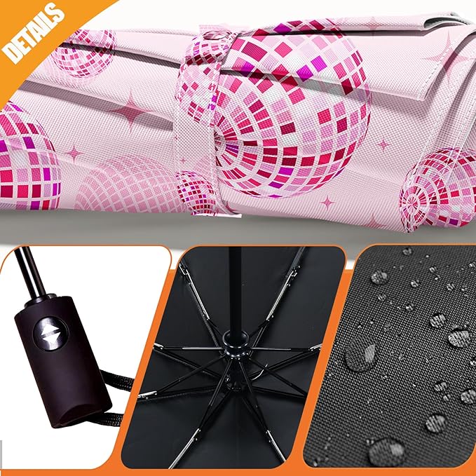 Small Compact Travel Automatic Folding Umbrella for Women, Portable Lightweight, Rain, Wind, UV Sun Shade