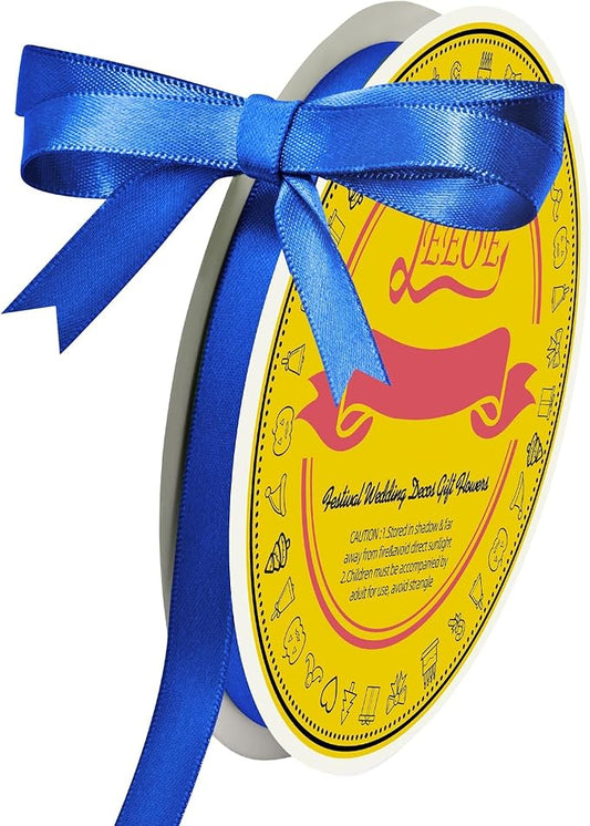 Double Face Royal Blue Satin Ribbon 3/8 inch X 50 Yards Polyester Royal Blue Ribbon for Gift Wrapping Very Suitable for Weddings Party Hair Bow Invitation Decorations and More
