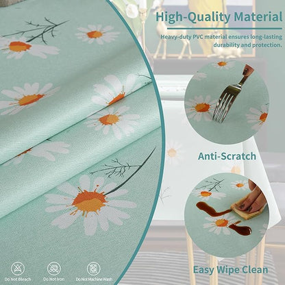 Rectangle Table Cloth,100% Waterproof Tablecloth OilProof SpillProof Vinyl Table Cloth, Wipe Clean Plastic Table Cover for Dining, Camping, Indoor and Outdoor 54" x 84",Mum Bloom