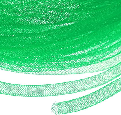 Mesh Tube Ribbon 25 Yards, 10mm Elastic Fabric Ribbons Mesh Tubing for Crafts/Gift Wrapping/Flower Bouquets/Wedding/Birthday/Holiday/Wreaths Christmas/Decoration[Fruit Green]