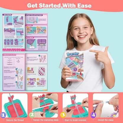 IFLOVE Arts and Crafts for Kids Ages 8-12,Friendship Bracelet Making Kit for Girl,DIY Arts and Crafts Maker for Kids,Jewelry Making Kit Christmas Gifts for Ages 6 7 8 9 10 11 12 Year Old (Blue/Pink)