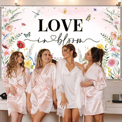 Avezano Love in Bloom Backdrop Banner 6 x 3.6 ft Floral Bridal Shower Decorations Pink Love in Bloom Wildflower Bridal Shower Party Decorations