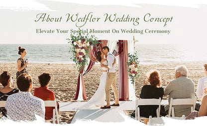 Wedding Arch Flowers with Drapes Kit (Pack of 5) - 2pcs Artificial Sunset Terracotta & Burgundy Deluxe Swag with 3pcs Sheer Drapes for Wedding Ceremony Arbor Reception Backdrop Decoration