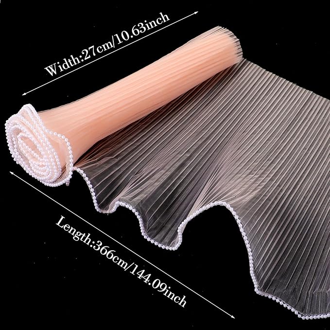Ymapinc Pearl Mesh for Bouquets Wapping, 4 Yard Pink Floral Pearl Paper for Bouquet Flower Packaging, Bride Wedding Mother's Day Valentine's Day Gift(144x10.63inch)