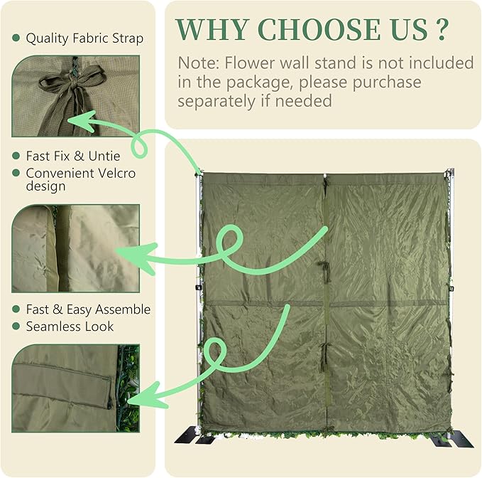 Large Size 8×8 Ft 3D Artificial Green Grass Flower Wall Panels, Quick Assembly Storage Greenery Fake Backdrop Fence Screen for Wedding Baby Show Birthday Party Indoor Outdoor Garden Backyard Home