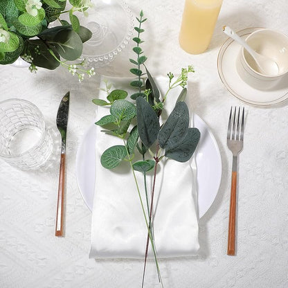 100pcs 4 Kinds Mixed Faux Eucalyptus Stems, Bulk Silver Dollar Artificial Eucalyptus Stems Green Faux Greenery Stems for Wedding Vase Bouquets Floral Arrangements