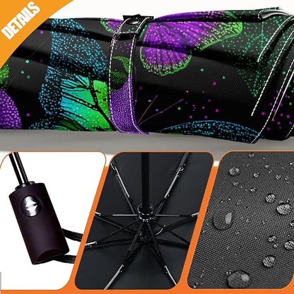 Small Compact Travel Automatic Folding Umbrella for Women, Portable Lightweight, Rain, Wind, UV Sun Shade