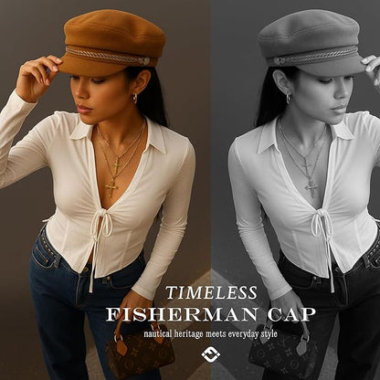 Funky Junque Newsboy Hat for Women – Trendy Greek Fisherman Cap, Classic Women's Baker Boy Newsies Hat, Ladies Fashion Caps