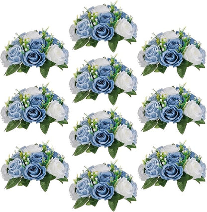 Sziqiqi Blue Flowers Artificial for Decoration Silk Kissing Balls for Wedding Bulk - Artificial Flower Ball Center Pieces Decoration for Table Floral Arrangement