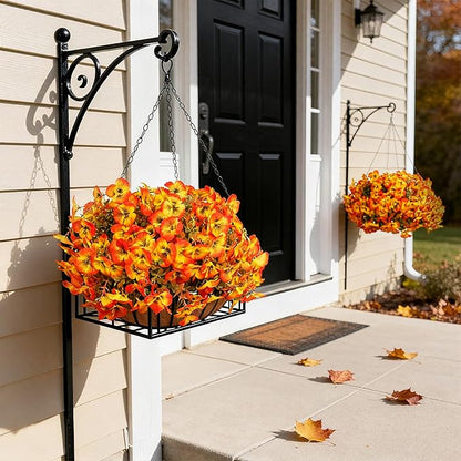 Artificial Flowers Fake Fall Plants for Outside Winter Chrsitmas Decoration, 12 Bundles Silk Fall Mums with Eucalyptus Leaves Fake Plants for Autumn Porch and Home Patio Yard Weeding Decor