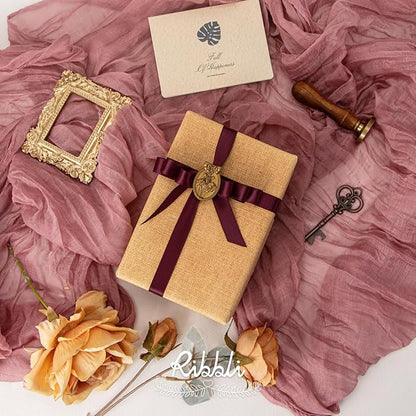 Ribbli Dark Burgundy Satin Ribbon Double Faced Satin 1/2 inch x Continuous 50 Yards-Burgundy Ribbon for Gift Wrapping Crafts Wedding Decoration Bows Bouquet Floral Arrangement
