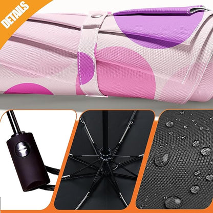 Small Compact Travel Automatic Folding Umbrella for Women, Portable Lightweight, Rain, Wind, UV Sun Shade