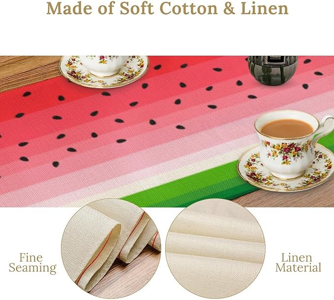 Watermelon Table Runner,Summer Fruit Tropical Birthday Party Decorations Dining Room Home Kitchen Table Decor 13 x 120In