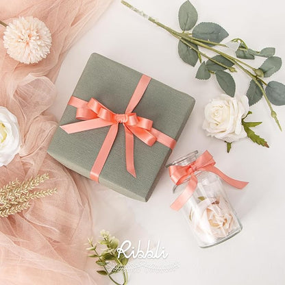 Ribbli Light Coral Satin Ribbon Double Faced Satin 1/2 inch x Continuous 50 Yards-Coral Pink Ribbon for Gift Wrapping Crafts Wedding Decoration Bows Bouquet Floral Arrangement