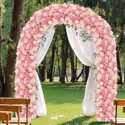 3D Flower Wall Backdrop - 12Pcs Artificial Flower Wall Panel 15 * 15inch Decoration Pink and White Roses Wall for Home Party Wedding Anniversary Birthday