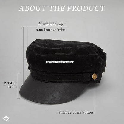 Funky Junque Newsboy Hat for Women – Trendy Greek Fisherman Cap, Classic Women's Baker Boy Newsies Hat, Ladies Fashion Caps