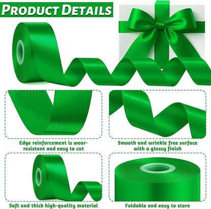 Fullive 1 1/2 Inch Green Ribbon, 30 Yards Green Ribbon for Gift Wrapping for St. Patrick's Day Party Favors, Polyester Christmas Ribbon for Christmas Decorations Wrapping Bouquet Floral Arrangements
