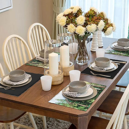 Green Forest Placemats Set of 6,Watercolor Tree Spring and Summer Kitchen Living Room Table Decor Dinner Mat 12x18 Inch 6 PCS, Style-8