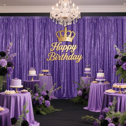 Purple Sequin Backdrop Curtain 2 Pieces 2FTx8FT Glitter Photography Backdrop for Party Wedding Birthday Christmas Decorations