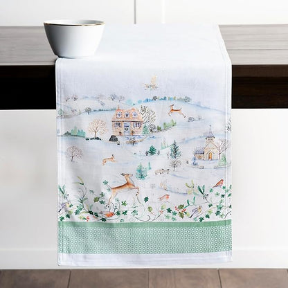 Maison d' Hermine Table Runner 100% Cotton Double Layer Table Runners 108 inches Long for Thanksgiving Christmas Decorations Home Kitchen Dining Party Wedding (Snowy World, 14.5" x 108")