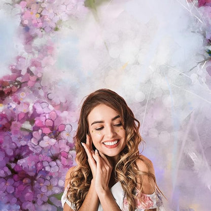 Abstract Watercolor Painting Pink Apricot Tree Flower Backdrop Soft Colorful Blur Style with Bokeh Spring Floral Seasonal Nature Photography Background Grunge Paper Background Decor Vinyl 9x6ft