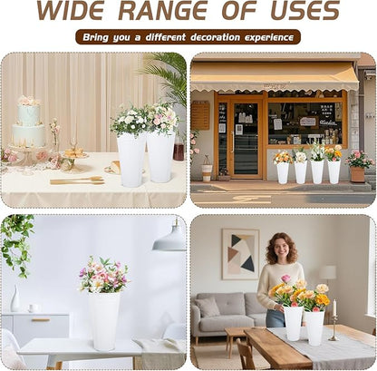 Flower Bucket for Flower Bar, 6 Pcs 10.2 Inch Metal Vases with Handles, Leak-Proof White French Buckets for Valentine's Day, edding Centerpieces, Baby Shower, Mother's Day, Farmhouse Rustic Home Decor