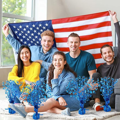 Crowye 3 Pieces Metallic Foil Spray Centerpiece Halloween Party Star Table Decoration Burst Centerpieces Fall Table Decor for Birthday New Year Party Holiday(Blue)