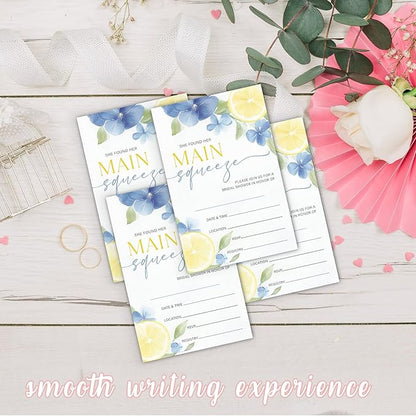 Main Squeeze Bridal Shower Invitations, Set of 25 Lemon Citrus Summer Bridal Shower Invites with Envelopes for Engagement Wedding Party-A10