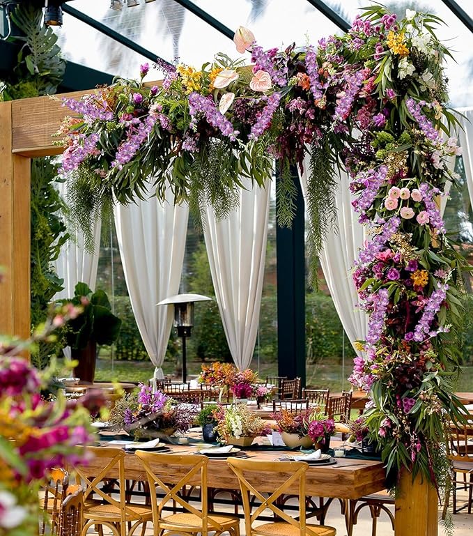 8PCS Delphinium Artificial Flowers 33.5'' Silk Faux Hyacinth Flowers Long Stem Artificial Snapdragon Flowers for Tall Vase Home Wedding Garden Table Centerpieces Decor(Colorful Purple)