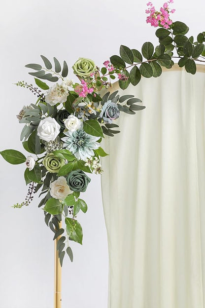 YYHUAWU Artificial Flowers Combo Set Fake Flower Leaf Box with Stems for DIY Wedding Bouquets Centerpieces Arrangements Baby Shower Party Home Decorations (Tiffany Blue & Forest Green)