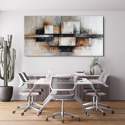 Large Abstract Geometric Decor Modern Abstract Geometric Beige And Black Wall Art Decorations Wall Art For Living Room Art Wall Canvas Wall Art Prints For Bedroom And Office Wall Decor 24 X 48 Inch