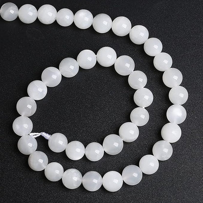 8MM 45PCS Natural White Moonstone Gemstone AAA Grade Crystal Spacer Loose Beads for Jewelry Making DIY Bracelet 15 Inches 1 Strand