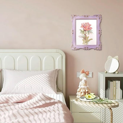 SIMON'S SHOP 8x10 Picture Frame for Wall and Table-top, Vintage Picture Frames 8x10, Rococo Style Lilac Photo Display Vertical or Horizontal