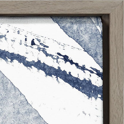 Kate and Laurel Sylvie Indigo Watercolor Framed Canvas Wall Art by Amy Peterson Art Studio, 23x33 Gray, Decorative Abstract Art Print for Wall