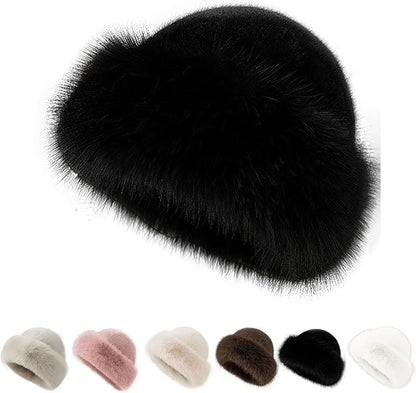 Womens Winter Faux Fur Bucket Hat, Fluffy Fisherman Fuzzy Bucket Hat