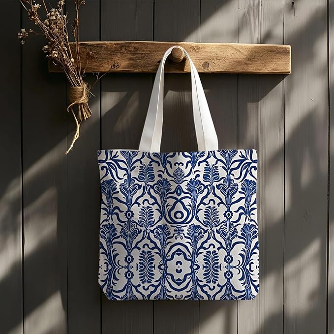 Flowers Tote Bag Gifts for Women, Canvas Aesthetic Reusable Grocery Bags Shopping Bags