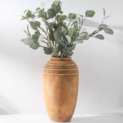Large Ceramic Flower Vase, 12.87 inch Terracotta Vase, Rustic Farmhouse Vintage Vases for Home Decor, Living Room Shelf Decor, Enterway, Table Decoration