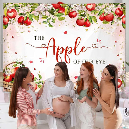 MEHOFOND Fall Apple Baby Shower Photography Backdrop - Apple of Our Eye - Baby Shower Decorations - Autumn Floral Princess - 7x5ft