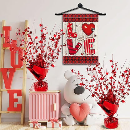 ALISSAR 4-Pack Glitter Red Star Centerpieces-Table Decorations for Home Decor Birthday Wedding Anniversary Decor (Red)