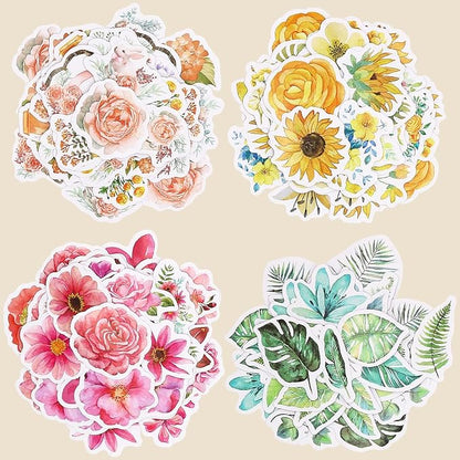 Knaid Flower Stickers Set (360 Pieces) Decorative Assorted Floral Sticker for Scrapbooking Planner Bullet Journals Supplies