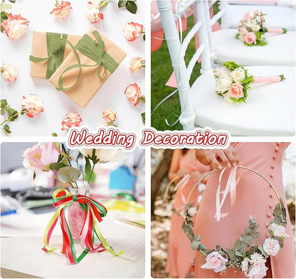 ABSOFINE 18 Colors Satin Ribbon Polyester, 1/4 inch Solid Fabric Ribbon Roll for Gift Wrapping, DIY Crafts, Wedding Christmas Birthday Party Decorations