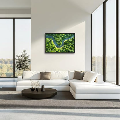 Framed Large Pictures Wall Art for Living Room, Forest River Landscape Oversized Wall Decor Nature Scenery Canvas Print Painting Extra Large Framed Artwork for Bedroom Office 36"x24"
